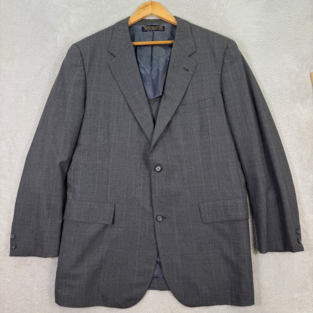 Brooks‎ Brothers Mens 44L Golden Fleece Suit Jacket Blazer Gray Pinstripe Wool